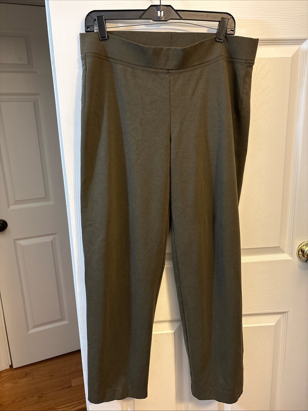 Eileen Fisher Olive Straight-Leg Ponte Pants